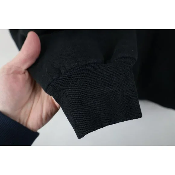 Vintage 90s Streetwear Mens XL Distressed Blank Crewneck Sweatshirt Black USA - Picture 7 of 12